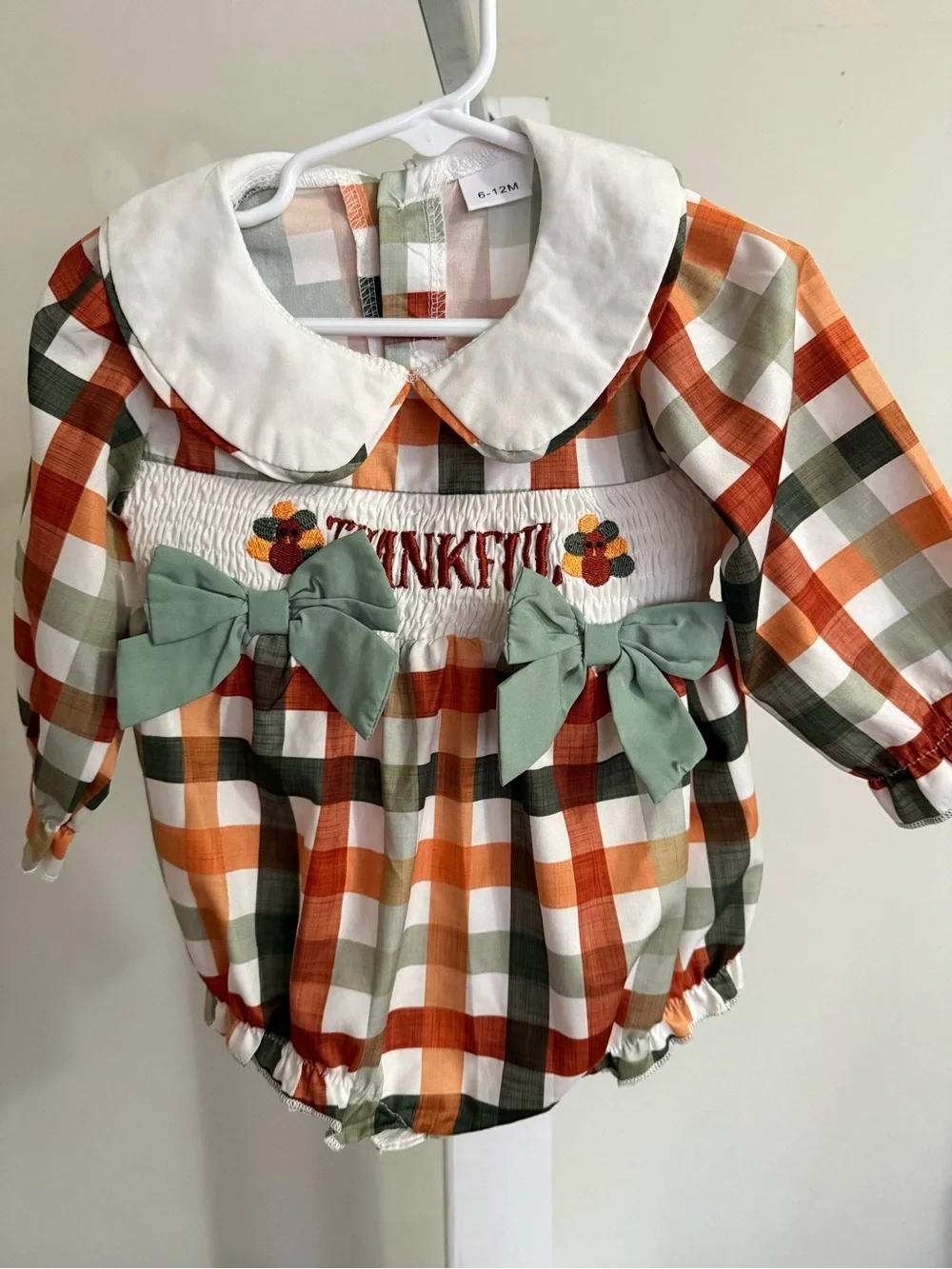 Smocked “Thankful” Bubble Romper